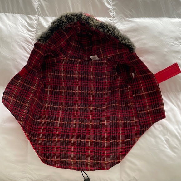 Dog Rain Coat Jacket Plaid Lined Size Medium - Picture 3 of 5